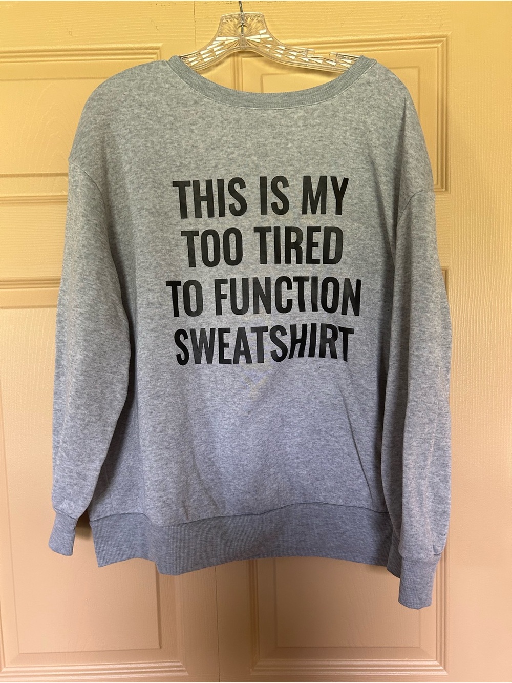 SHEIN Gray Crewneck 'Too Tired To Function' Graphic Sweatshirt